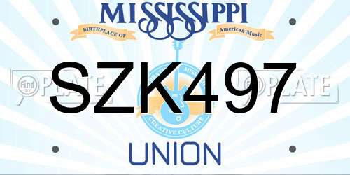 SZK497 Mississippi License Plate