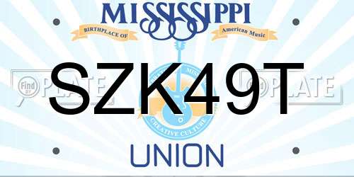 SZK49T Mississippi License Plate