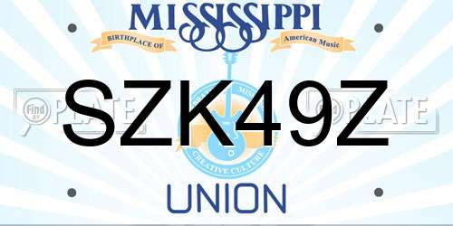 SZK49Z Mississippi License Plate