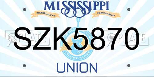 SZK5870 Mississippi License Plate
