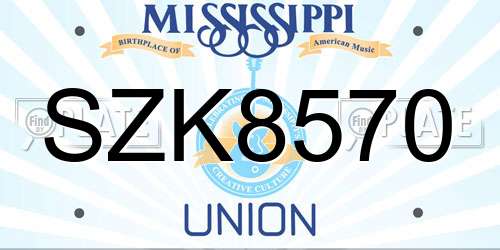 SZK8570 Mississippi License Plate