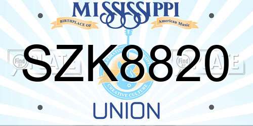 SZK8820 Mississippi License Plate