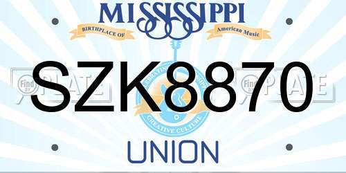 SZK8870 Mississippi License Plate