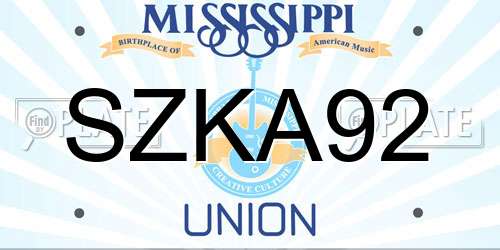 SZKA92 Mississippi License Plate