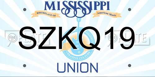 SZKQ19 Mississippi License Plate