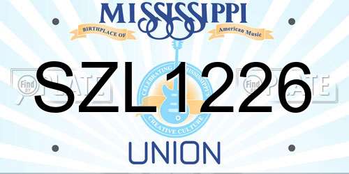 SZL1226 Mississippi License Plate
