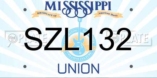 SZL132 Mississippi License Plate