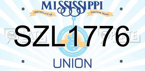SZL1776 Mississippi License Plate
