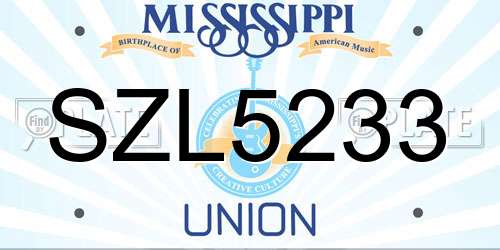 SZL5233 Mississippi License Plate