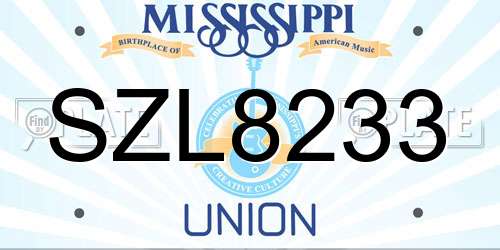 SZL8233 Mississippi License Plate