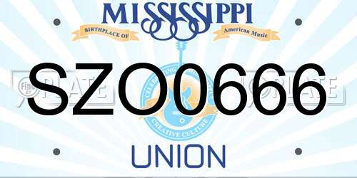 SZO0666 Mississippi License Plate