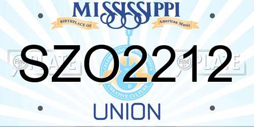 SZO2212 Mississippi License Plate