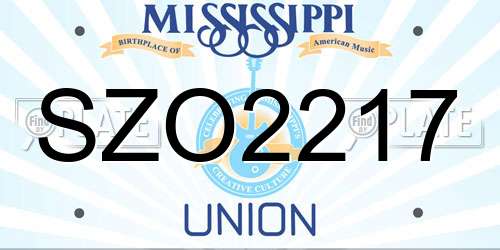 SZO2217 Mississippi License Plate