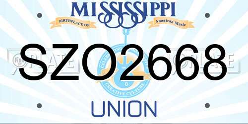SZO2668 Mississippi License Plate