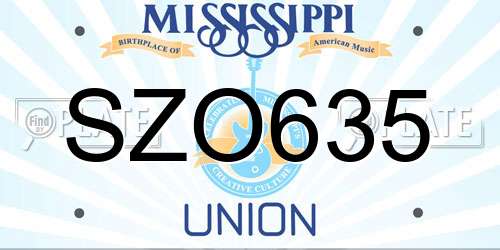 SZO635 Mississippi License Plate