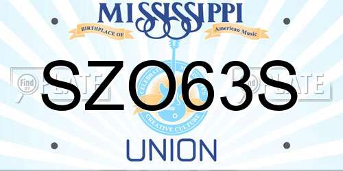 SZO63S Mississippi License Plate