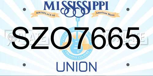 SZO7665 Mississippi License Plate