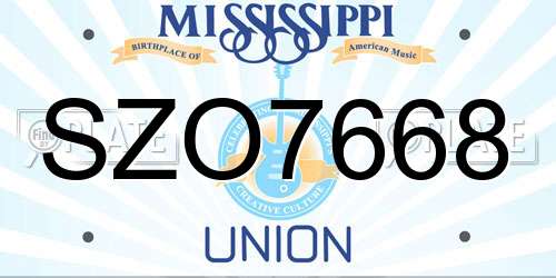 SZO7668 Mississippi License Plate