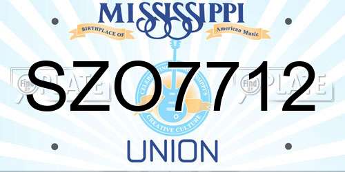 SZO7712 Mississippi License Plate