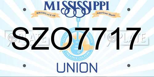 SZO7717 Mississippi License Plate
