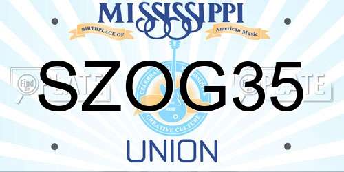 SZOG35 Mississippi License Plate