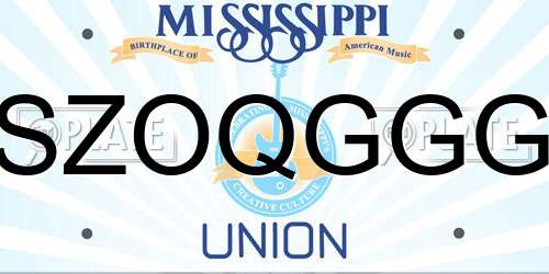 SZOQGGG Mississippi License Plate