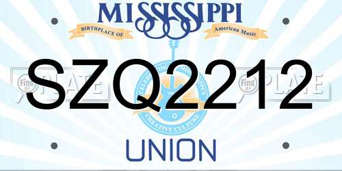SZQ2212 Mississippi License Plate