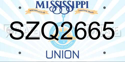 SZQ2665 Mississippi License Plate