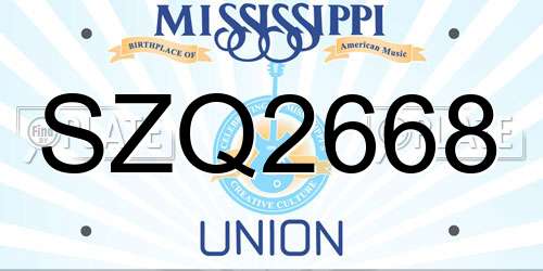 SZQ2668 Mississippi License Plate