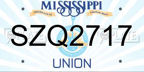 SZQ2717 Mississippi License Plate