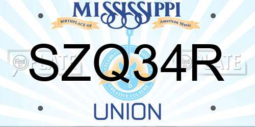 SZQ34R Mississippi License Plate