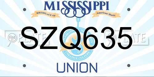 SZQ635 Mississippi License Plate