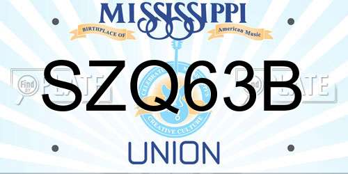 SZQ63B Mississippi License Plate