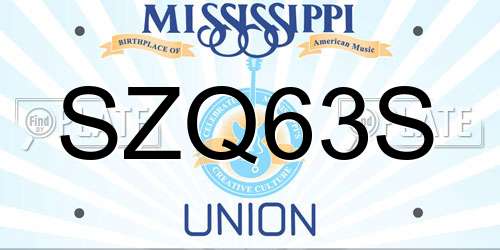 SZQ63S Mississippi License Plate