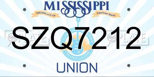 SZQ7212 Mississippi License Plate