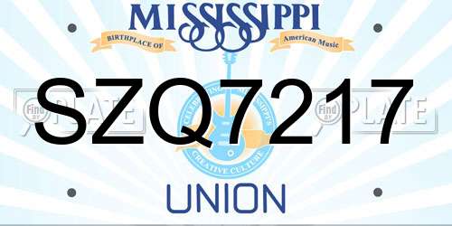 SZQ7217 Mississippi License Plate
