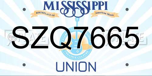 SZQ7665 Mississippi License Plate