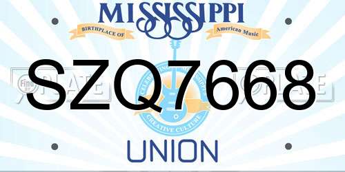 SZQ7668 Mississippi License Plate