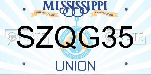 SZQG35 Mississippi License Plate