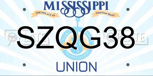 SZQG38 Mississippi License Plate