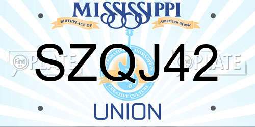 SZQJ42 Mississippi License Plate