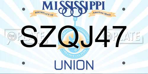 SZQJ47 Mississippi License Plate