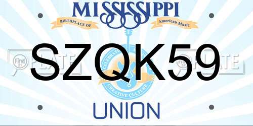 SZQK59 Mississippi License Plate