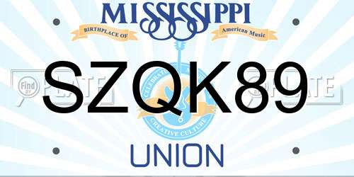 SZQK89 Mississippi License Plate