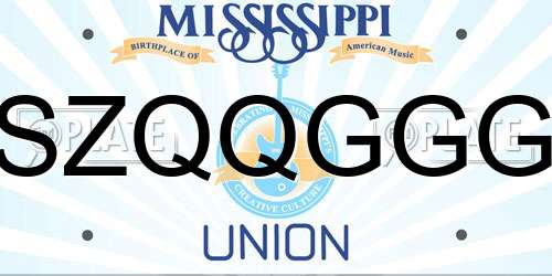 SZQQGGG Mississippi License Plate