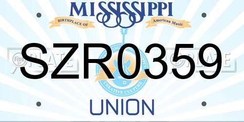 SZR0359 Mississippi License Plate