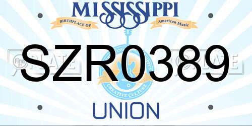 SZR0389 Mississippi License Plate