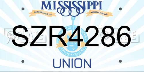 SZR4286 Mississippi License Plate