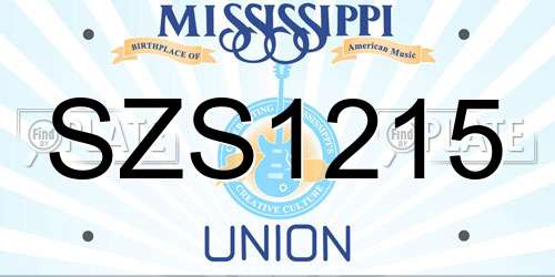 SZS1215 Mississippi License Plate