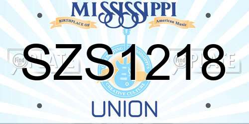 SZS1218 Mississippi License Plate